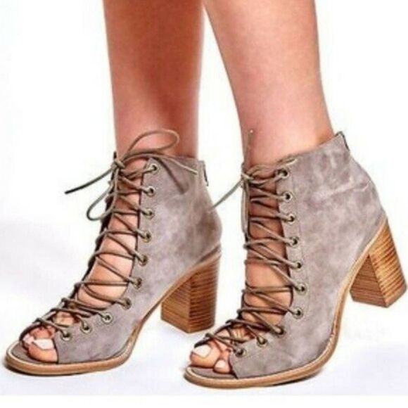 Jeffrey Campbell gray Luxe suede Corwin Lace-Up Booties Size 7 - Picture 7 of 16